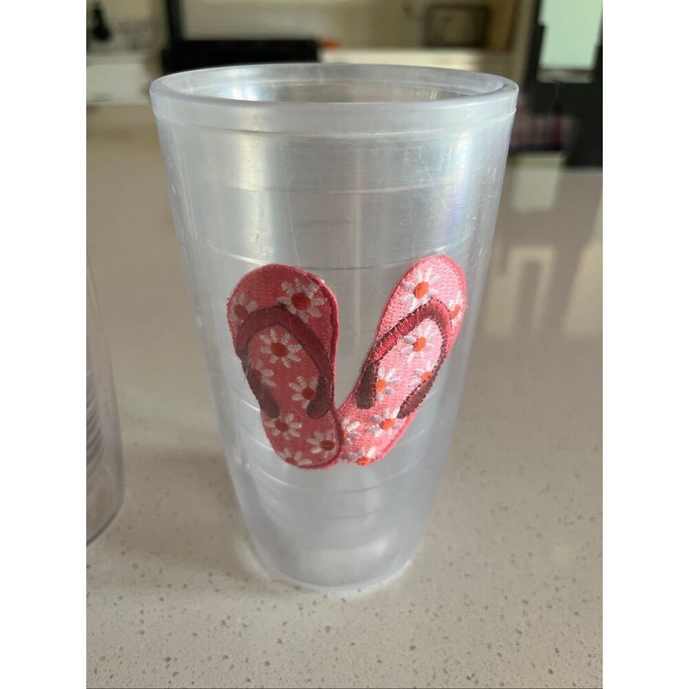 Tervis 16 oz. Classic Insulated Hot/Cold Tumbler Cup Pink Flip Flops Embroidered